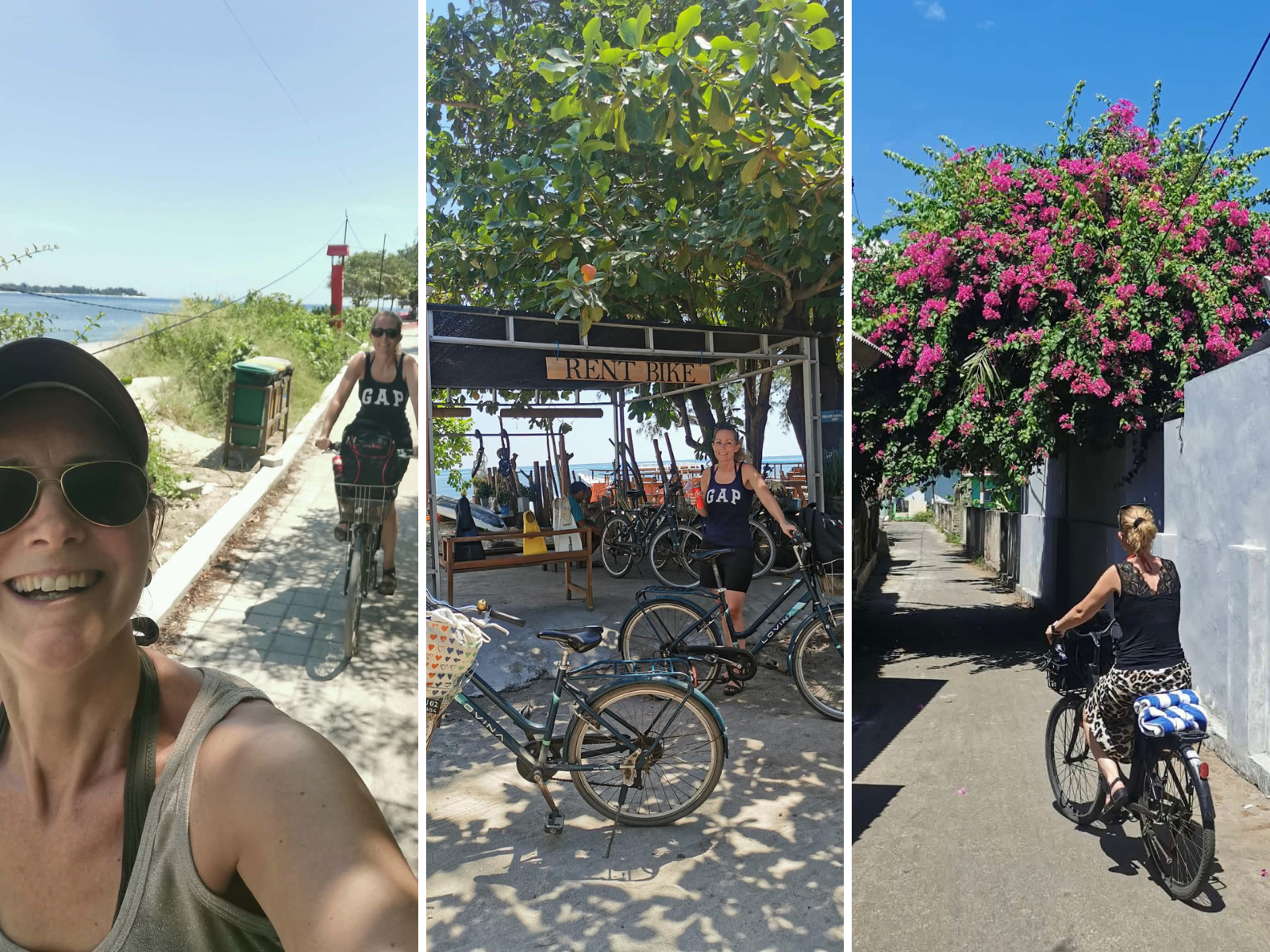 Fotovollage: Tre billeder fra rejseekspertens cykeltur rundt på Gili Fotovollage: Tre billeder fra rejseekspertens cykeltur rundt på Gili
