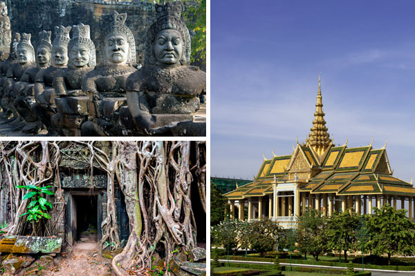 Tre billeder fra Cambodja, Phnom Penh og Angkor Wat. Tre billeder fra Cambodja, Phnom Penh og Angkor Wat.