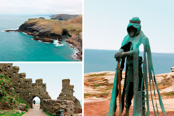 Tredelt billede med motiver fra Tintangel Castle, Cornwall, England Tredelt billede med motiver fra Tintangel Castle, Cornwall, England