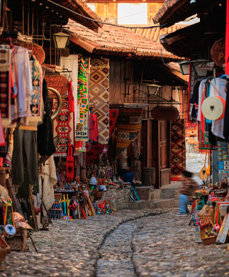 Boder i den gamle bydel, Kruja, Albanien Boder i den gamle bydel, Kruja, Albanien