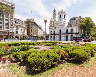 Udsigt over Buenos Aires bytorv beliggende på Plaza de Mayo