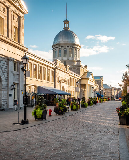 Bybillede af det gamle Montreal i Canada