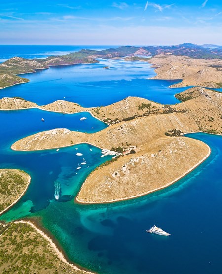 Luftfotografi over Kornati Nationalpark i Kroatien