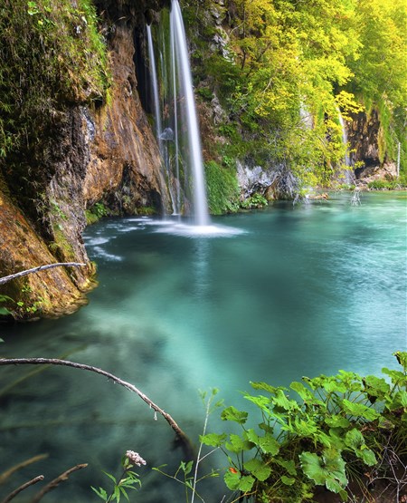 Udsigt til vandfald i Plitvice National Park