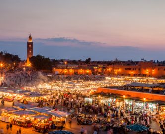 Medinaen i Marrakech ved aftentid