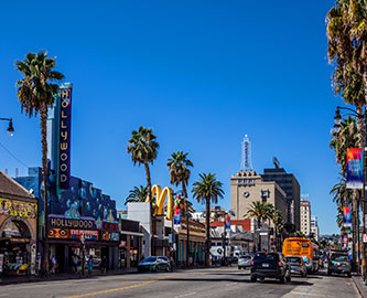 Udsigt af Hollywood Boulevard i Los Angeles