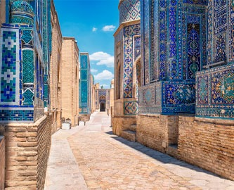 Shahi-Zinda-gravene, Samarkand, Usbekistan Shahi-Zinda-gravene, Samarkand, Usbekistan