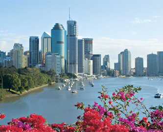 Udsigt over Brisbane Skyline i Australien
