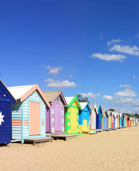 Strandhuse på Brighton Beach i Australien