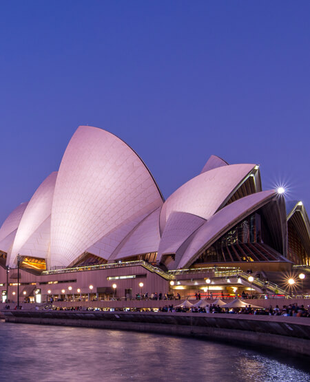 Aftenudsigt over Operahuset i Australien