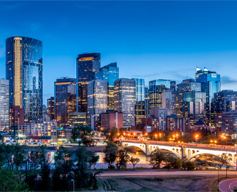 Calgary skyline by night