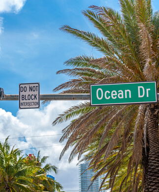 Ocean Drive skilt i Miami