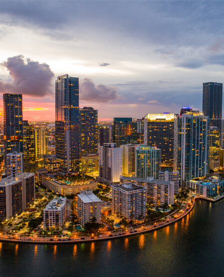 Miami Skyline i aftenlys