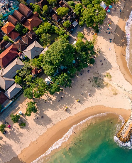 Sanur luftfoto over stranden, Bali