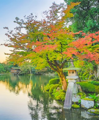 Den smukke japanske have Kenrokuen i Kanazawa