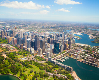 Luftfoto over Sydney Havn i Australien