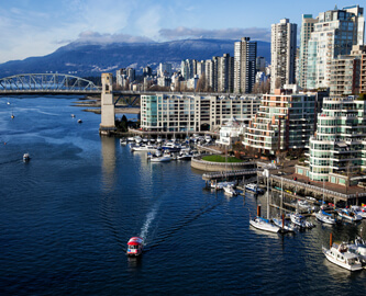 Luftfoto over vandet ved Vancouver