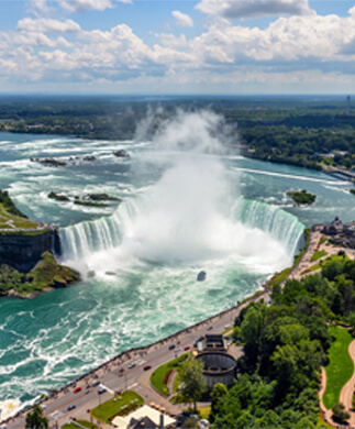 Luftfoto af mægtige Niagara Falls