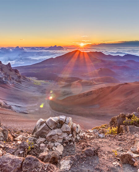 Smuk solnedgang over Haleakala Crater på Maui