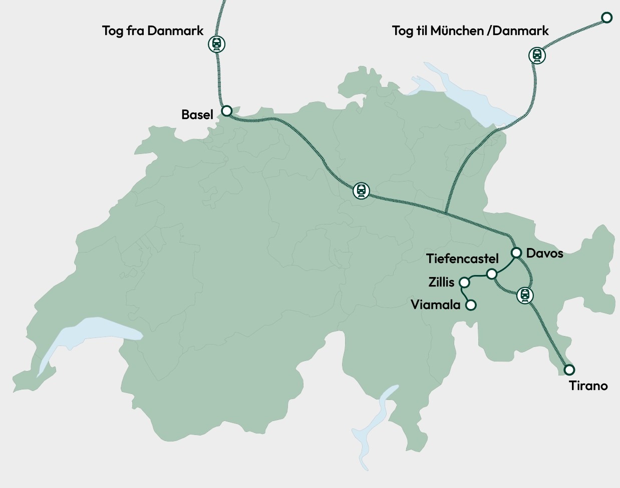 Kort over ruten, Schweiz Kort over ruten, Schweiz